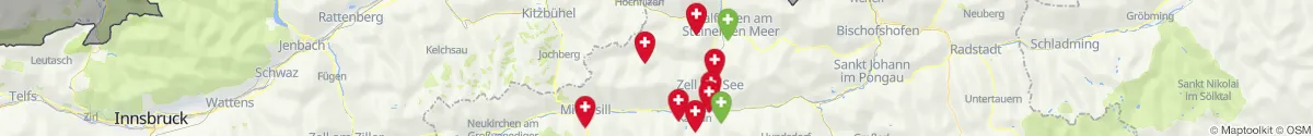 Map view for Pharmacies emergency services nearby Saalbach-Hinterglemm (Zell am See, Salzburg)